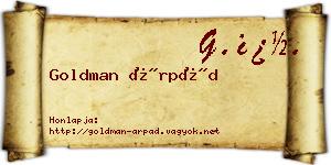 Goldman Árpád névjegykártya